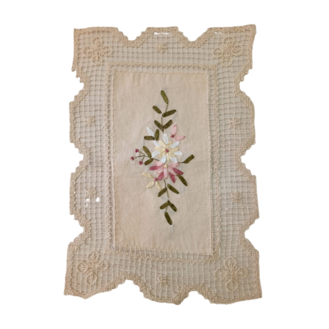 Individual Para Mesa Crochet Floral Beige