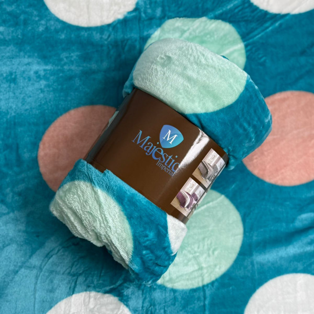 Cobijas Majestic Imperial Piel de Durazno Bolas aguamarina