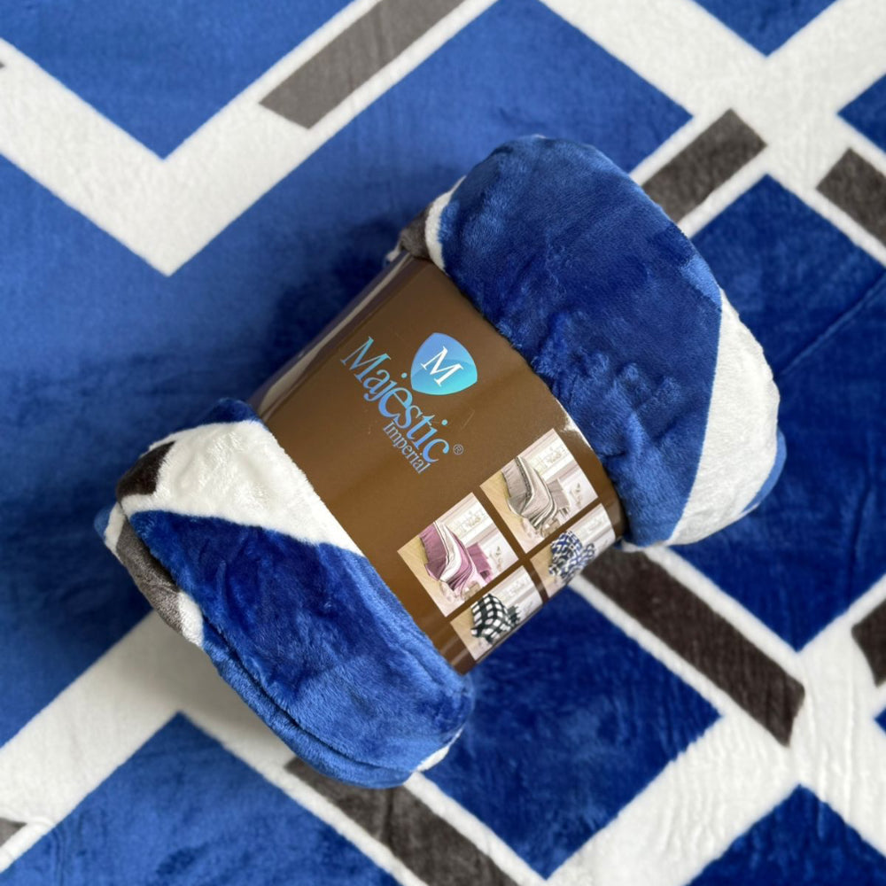 Cobijas Majestic Imperial Piel de Durazno rombos azules