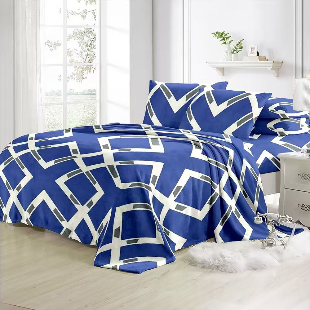 Cobijas Majestic Imperial Piel de Durazno rombos azules