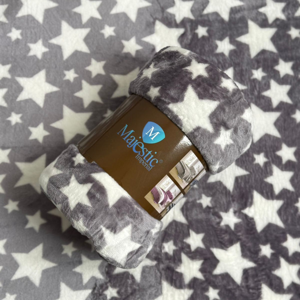 Cobijas Majestic Imperial Piel de Durazno estrellas grises