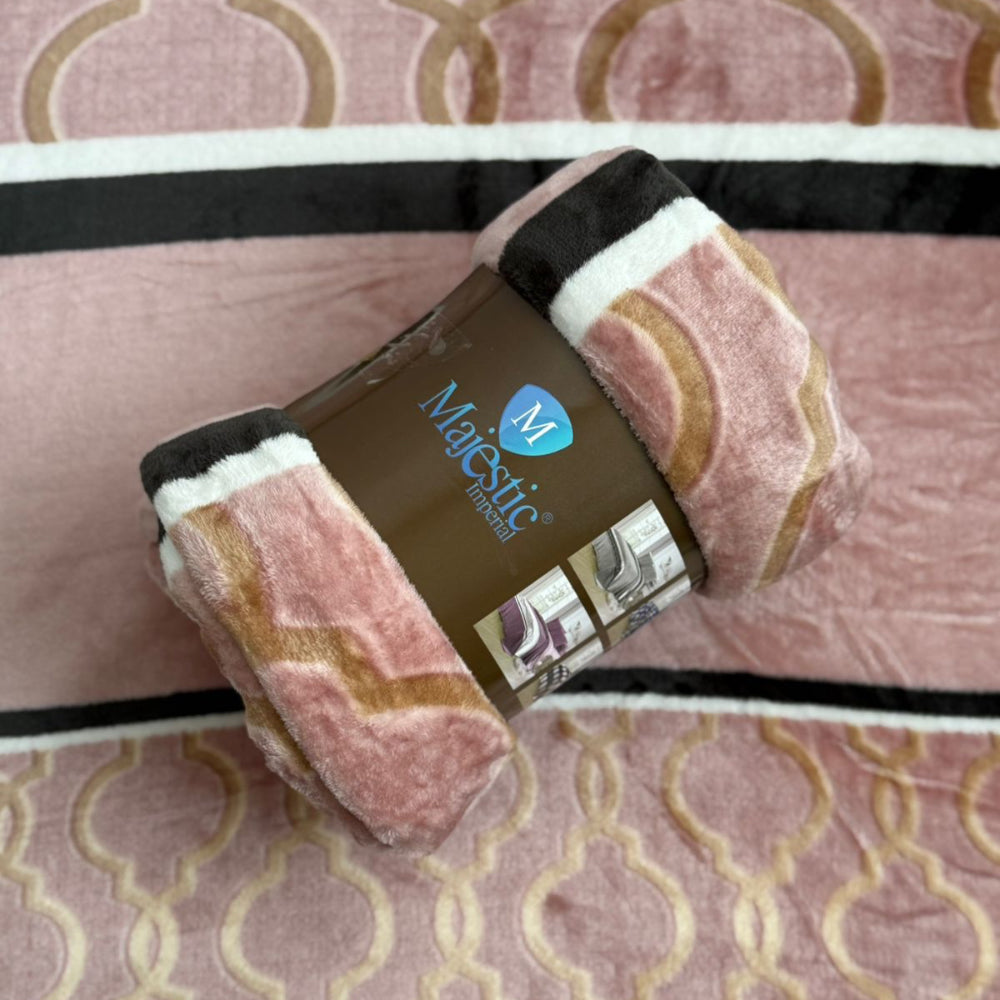 Cobijas Majestic Imperial Piel de Durazno palo de rosa lineas