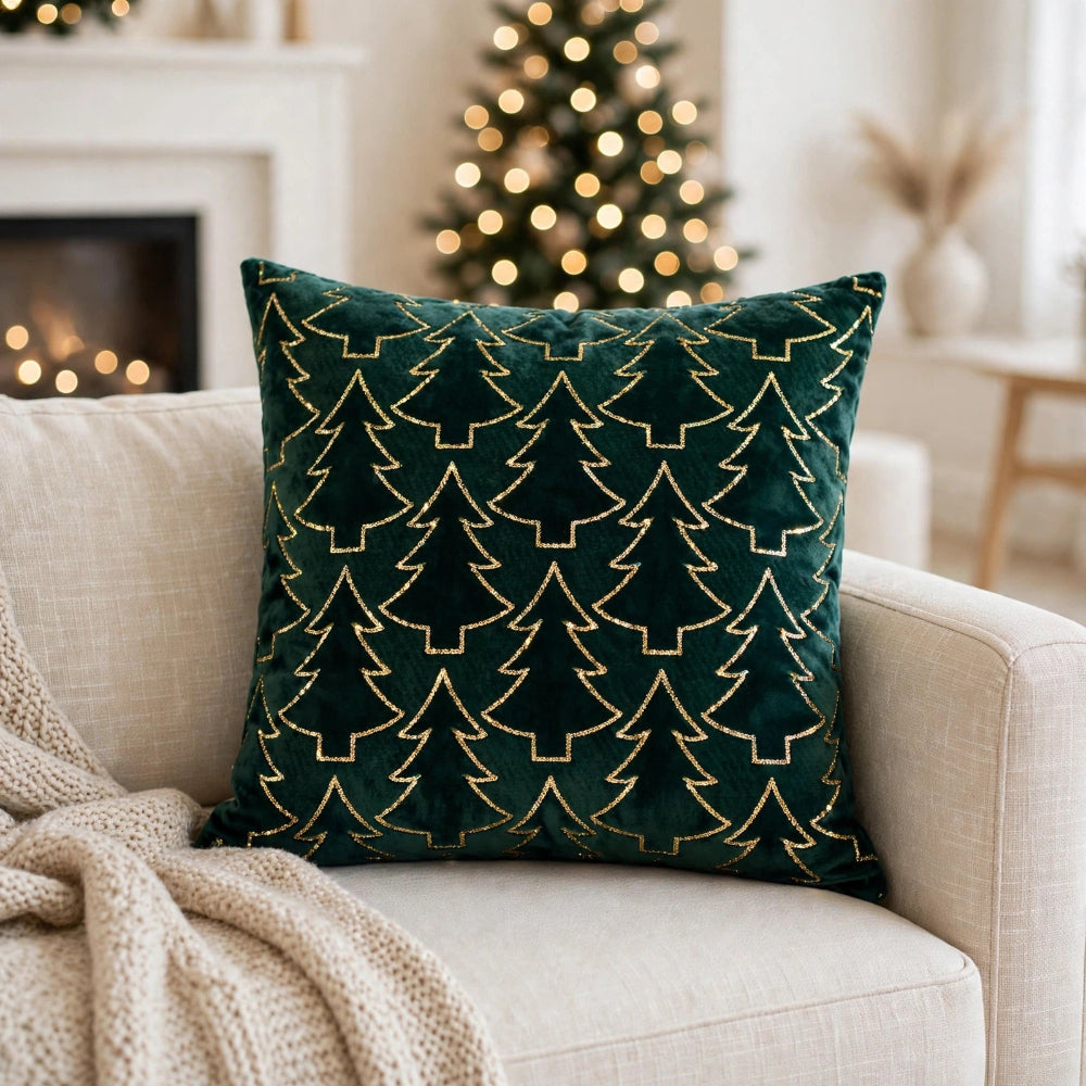 Forro Para Cojín Navideño Árbol