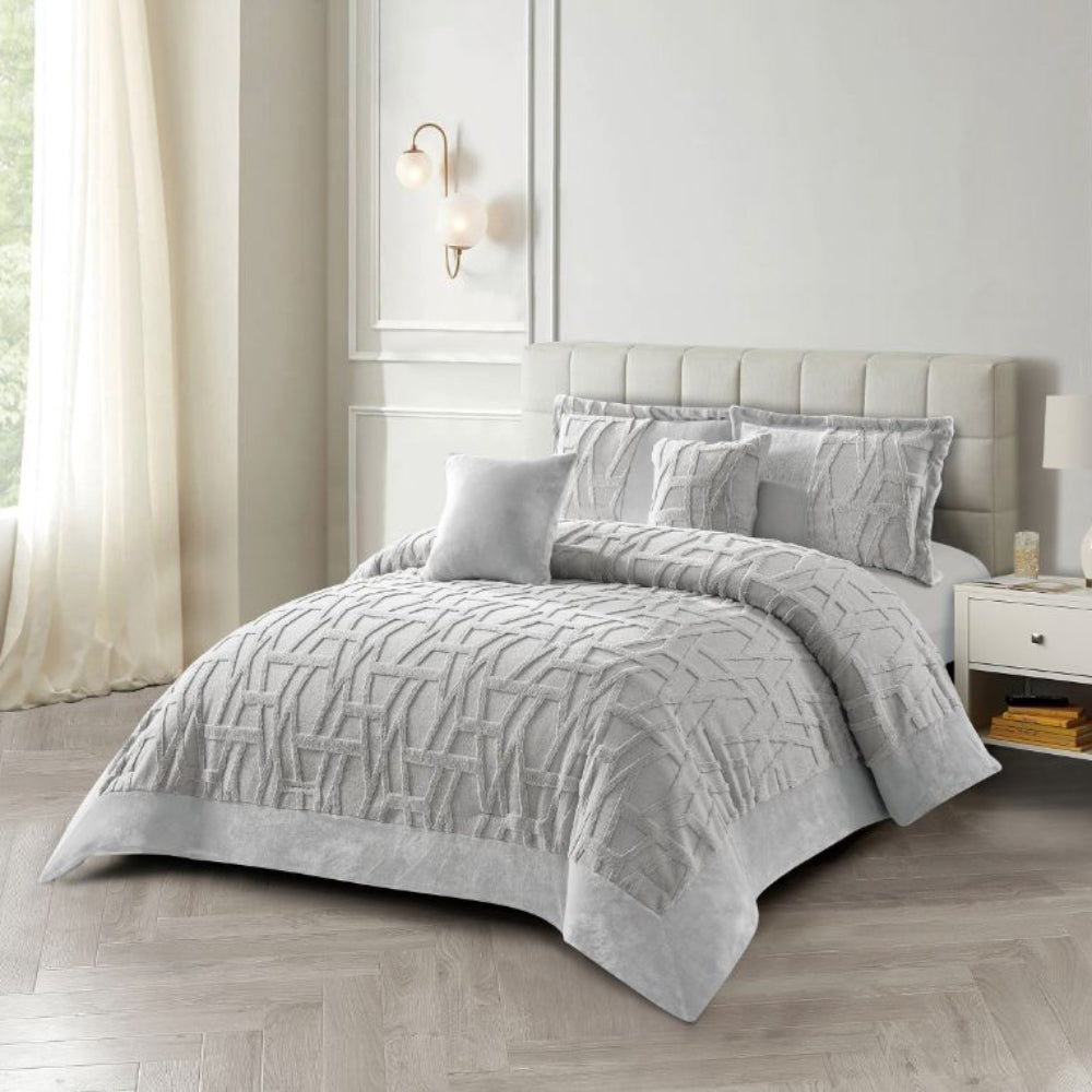 Sobrecama Cisne Blanco - Geométrica Gris