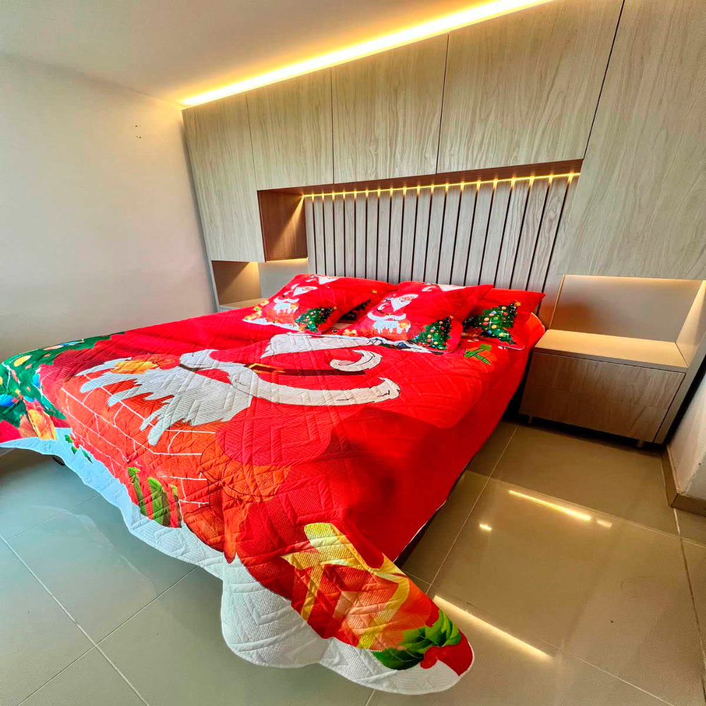 Sobrecama Doble Faz Navideño - Papá Noel