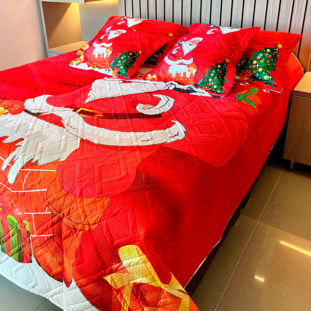 Sobrecama Doble Faz Navideño - Papá Noel