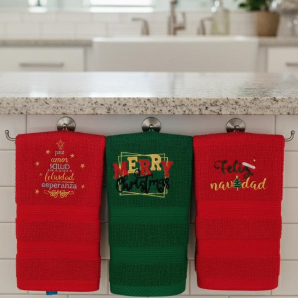 Promoción x3 Toalla de Manos Navideña