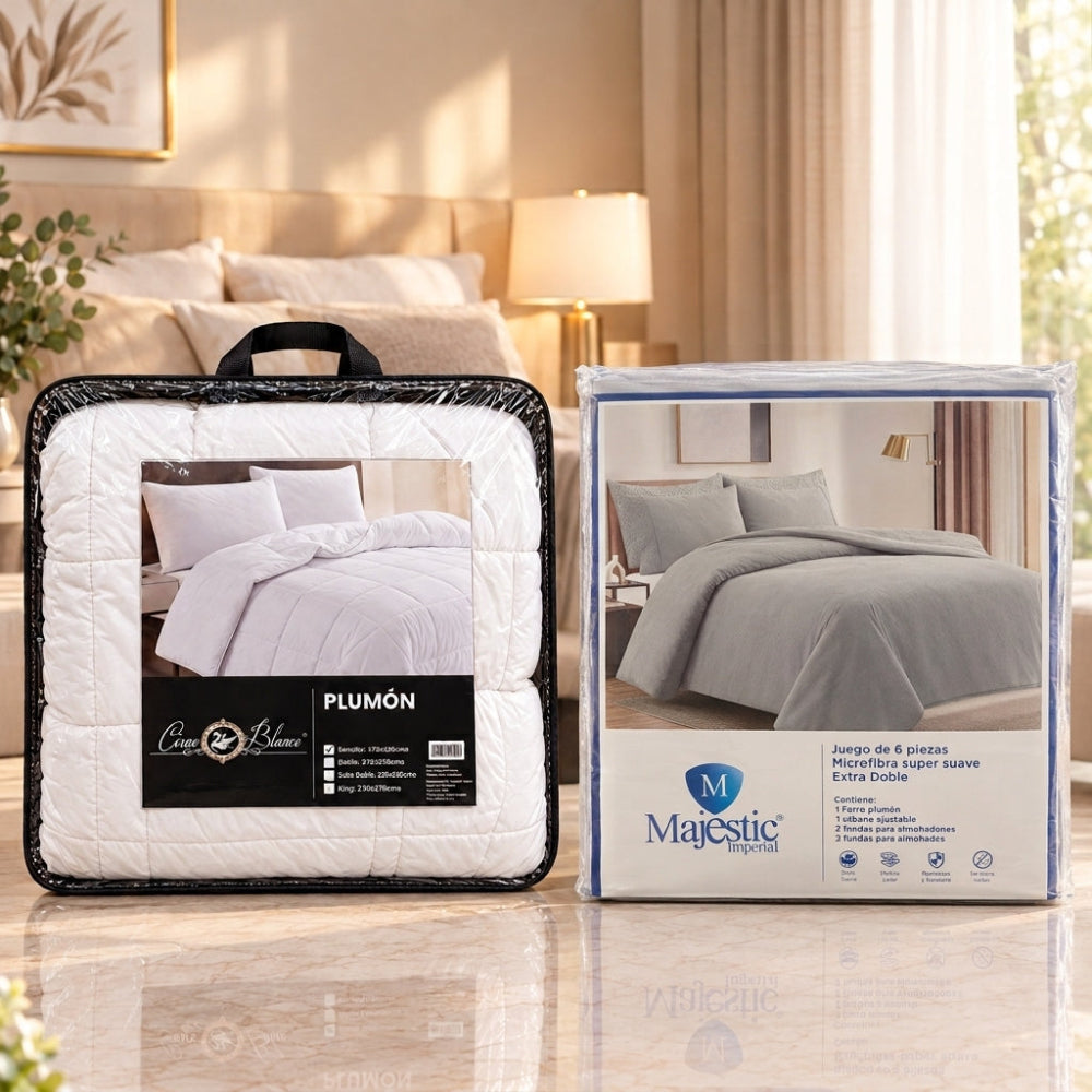 Combo Duvet Majestic Imperial + Plumón Cisne Blanco