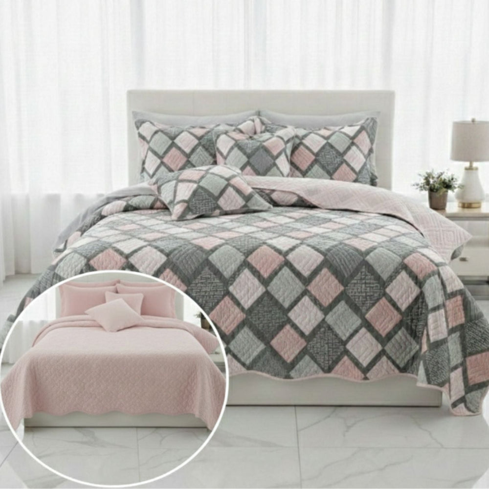 Sobrecama Doble Faz Estampado/Unicolor